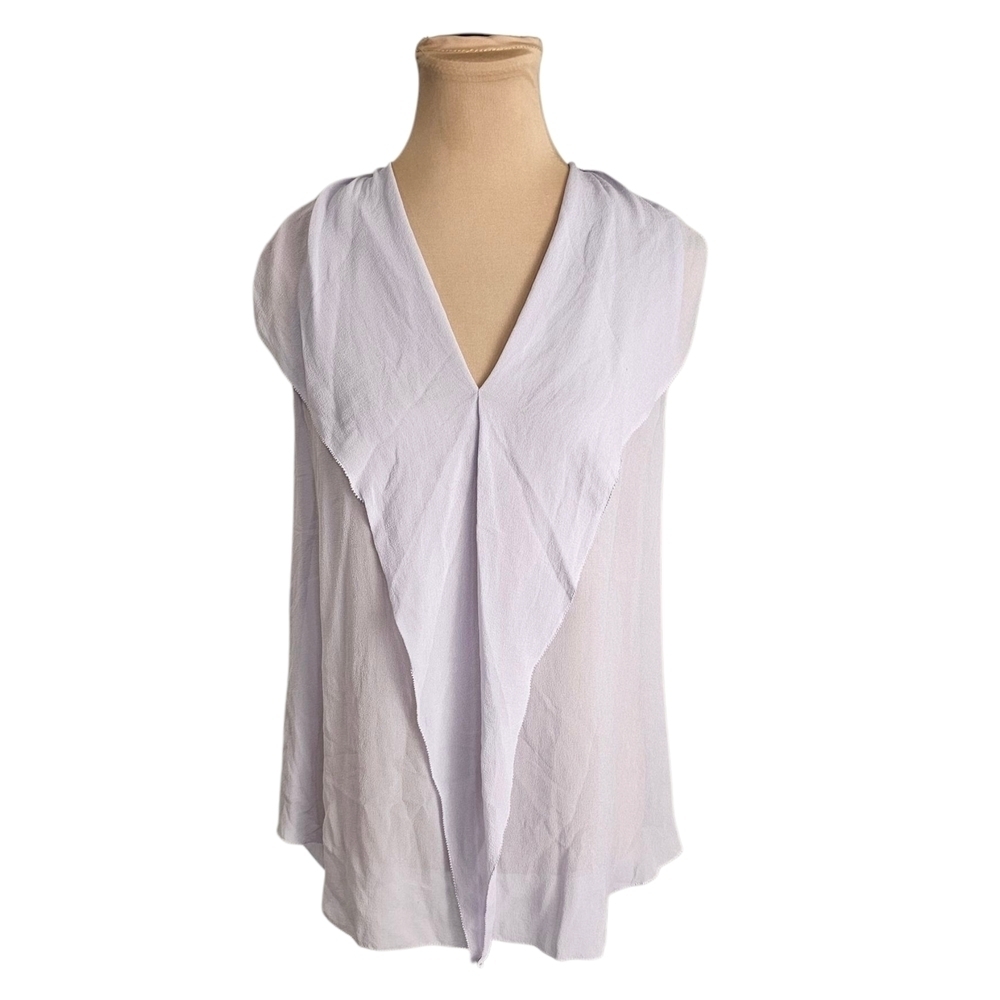 Aritzia Babaton Light 100% Silk Lavender Purple Sleeveless Blouse Sz L
